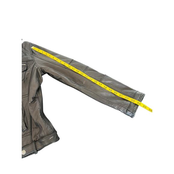 MICHAEL KORS WOMENS GENUINE LEATHER BLACK MOTO BIKER JACKET COAT BLACK SIZE L - Picture 7 of 15